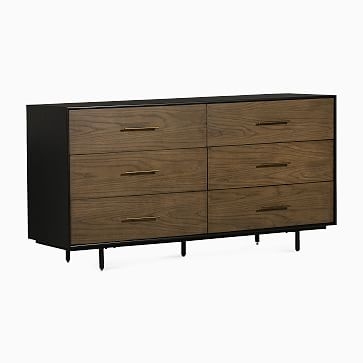 Oak Wood Wrapped 65" 6-Drawer Dresser - Image 3