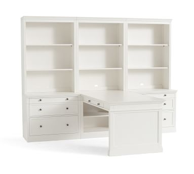 Livingston Peninsula Desk with 105" Bookcase Suite, Montauk White - Image 3