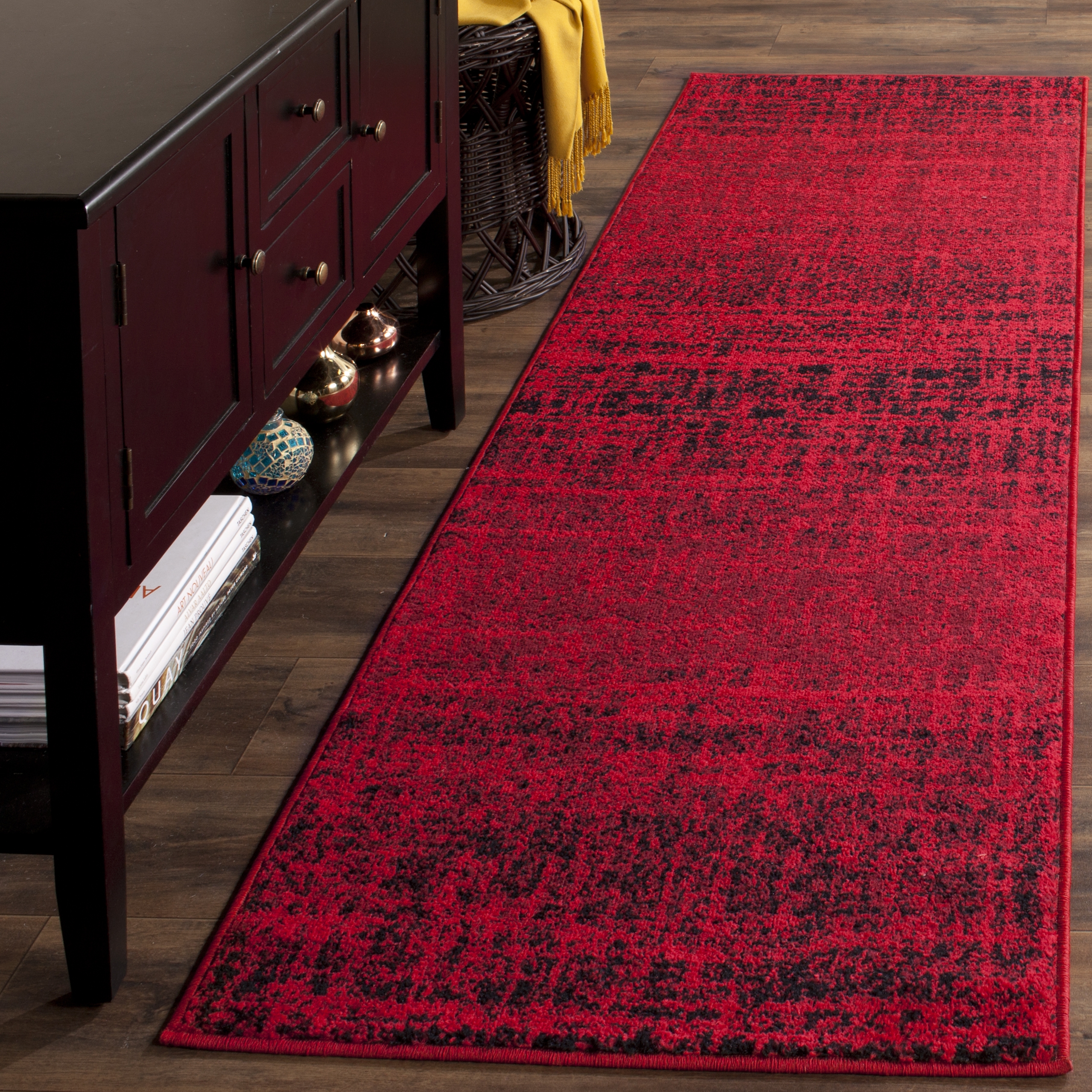 Arlo Home Woven Area Rug, ADR116F, Red/Black,  2' 6" X 10' - Image 1
