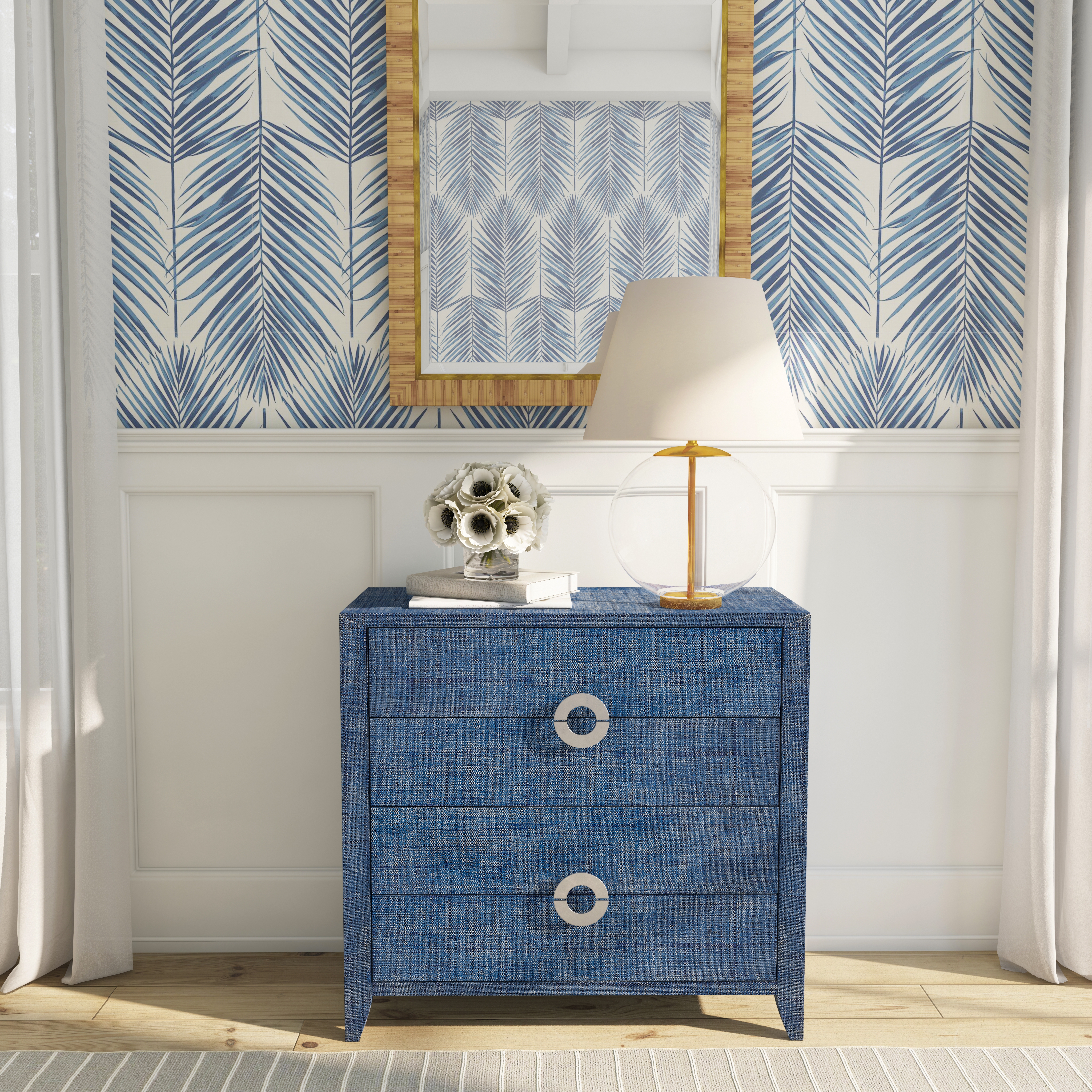 Amelle Blue Raffia Accent Chest - Image 3