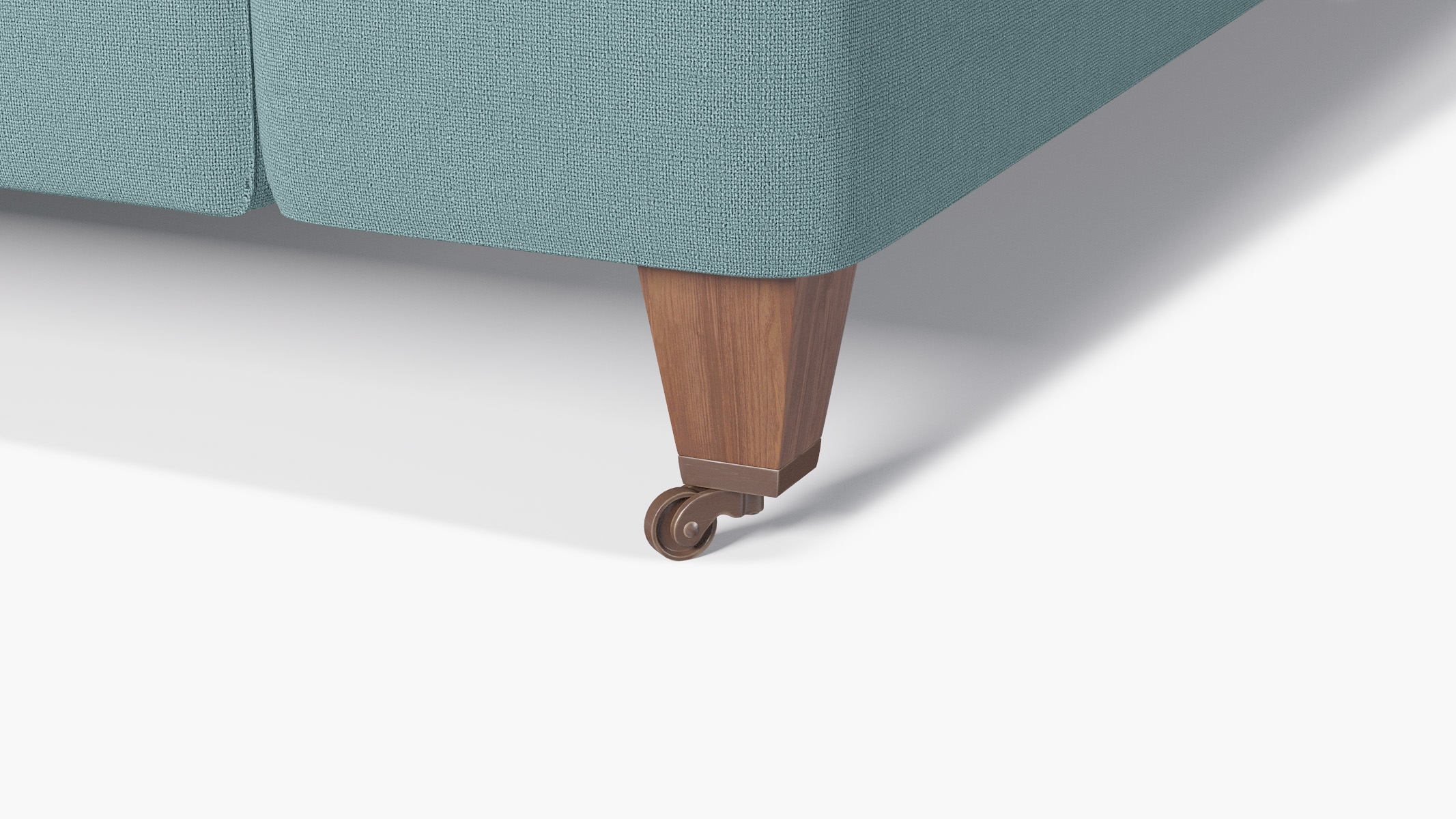 Classic Sofa, Seaglass Everyday Linen, Walnut with Antique Brass Caster - Image 1