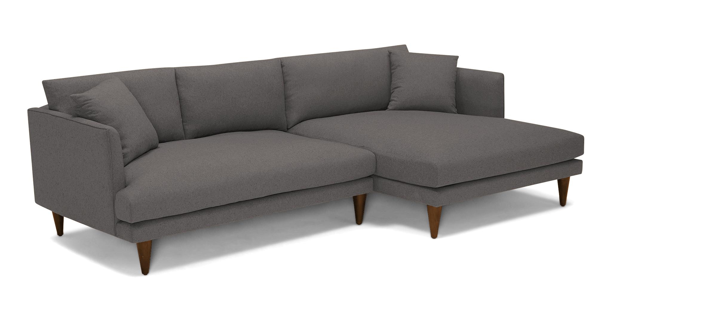 Gray Lewis Mid Century Modern Sectional - Cordova Eclipse - Mocha - Right - Cone - Image 1