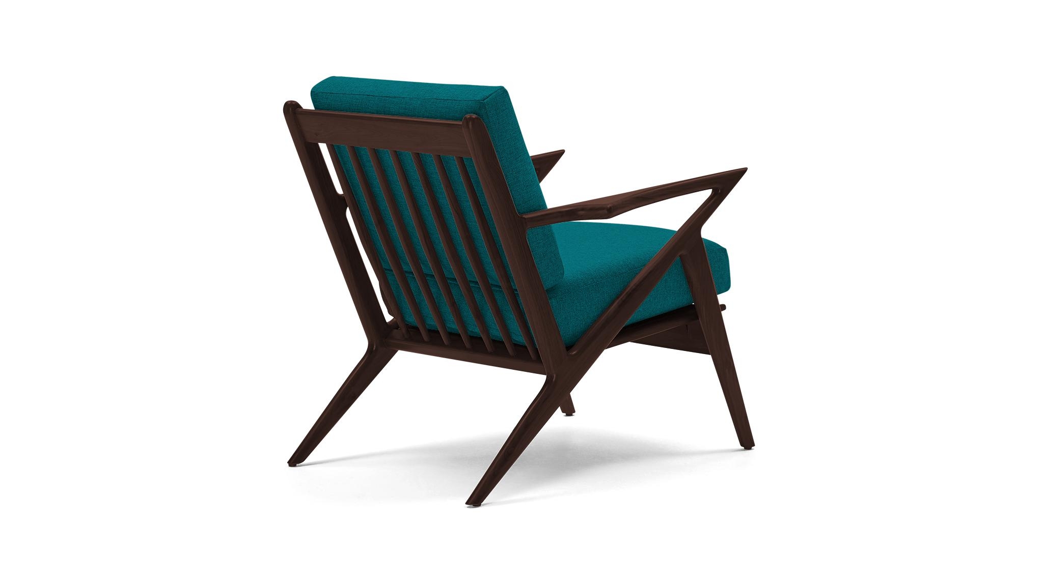 Blue Soto Mid Century Modern Chair - Lucky Turquoise - Walnut - Image 3