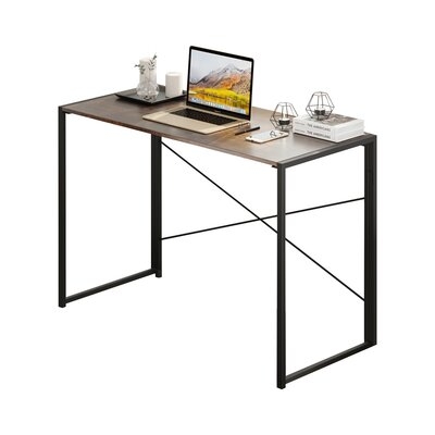 Wood And Metal Computer Kenmar Compact Folding Table For Small Space Modern Industrial Laptop Gaming Table - Image 0