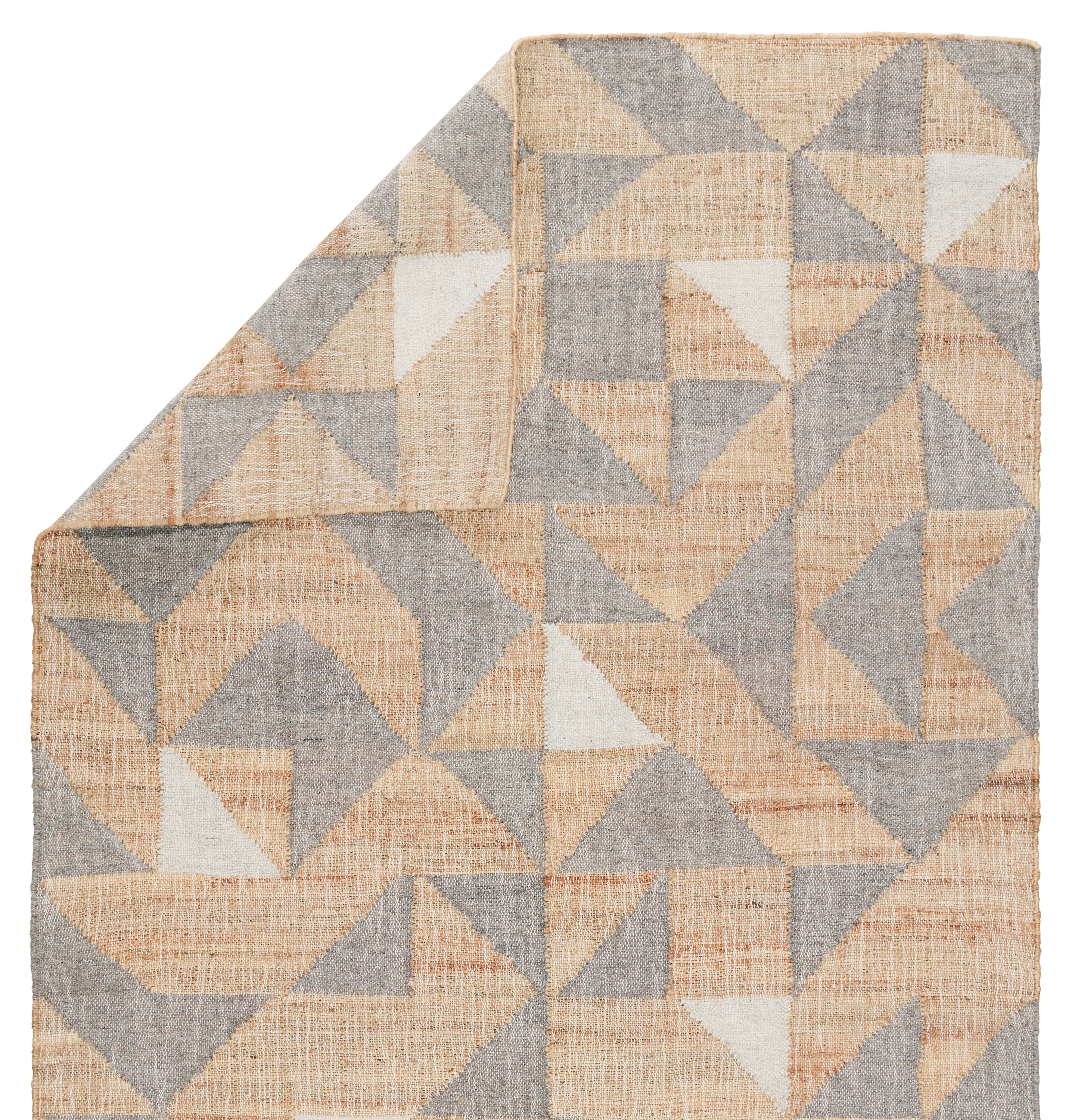 Utah Handmade Geometric Beige/ Gray Area Rug (5' X 8') - Image 2