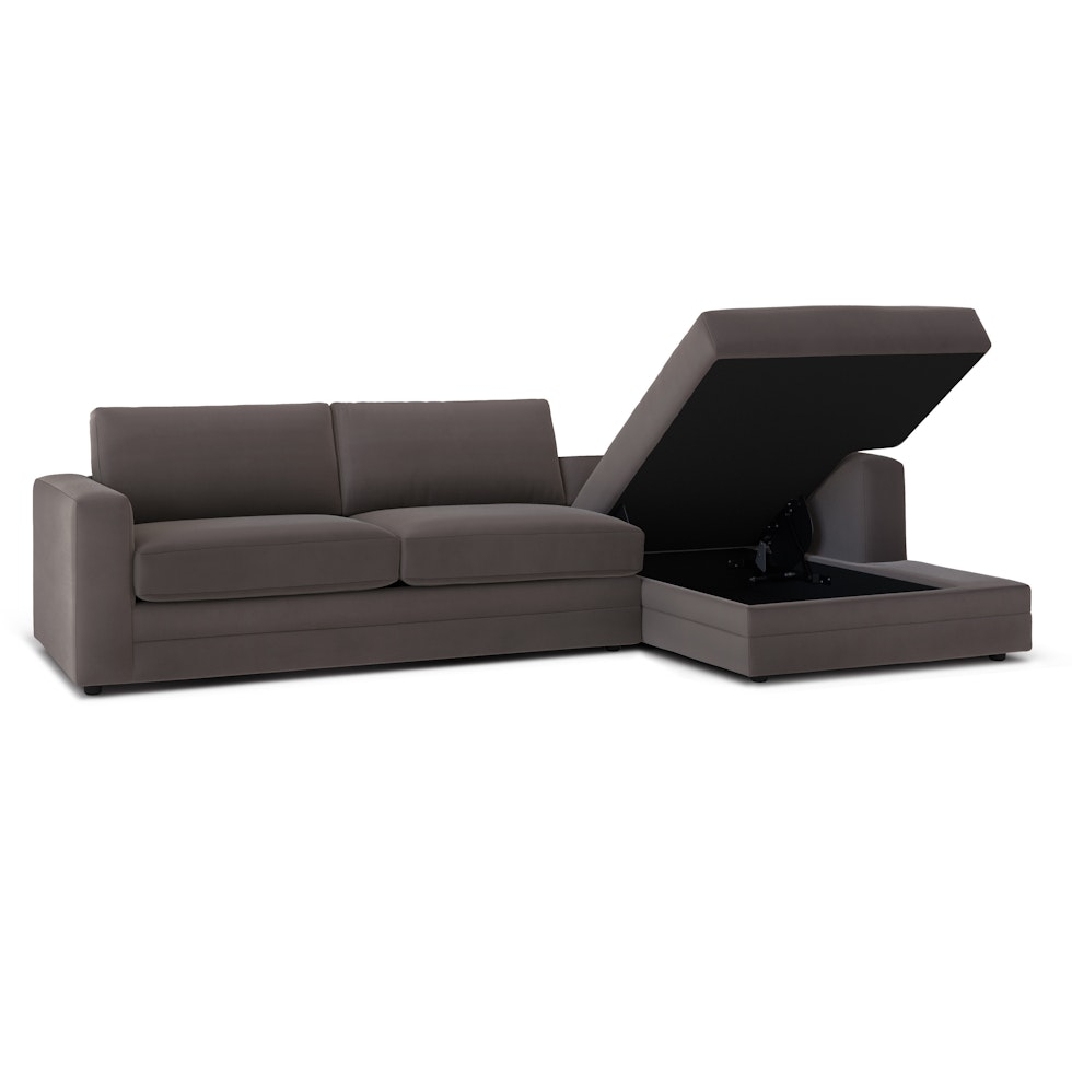 Riley 118" Velvet Right Storage Sleeper Sectional - Hale Warm Gray - Image 2