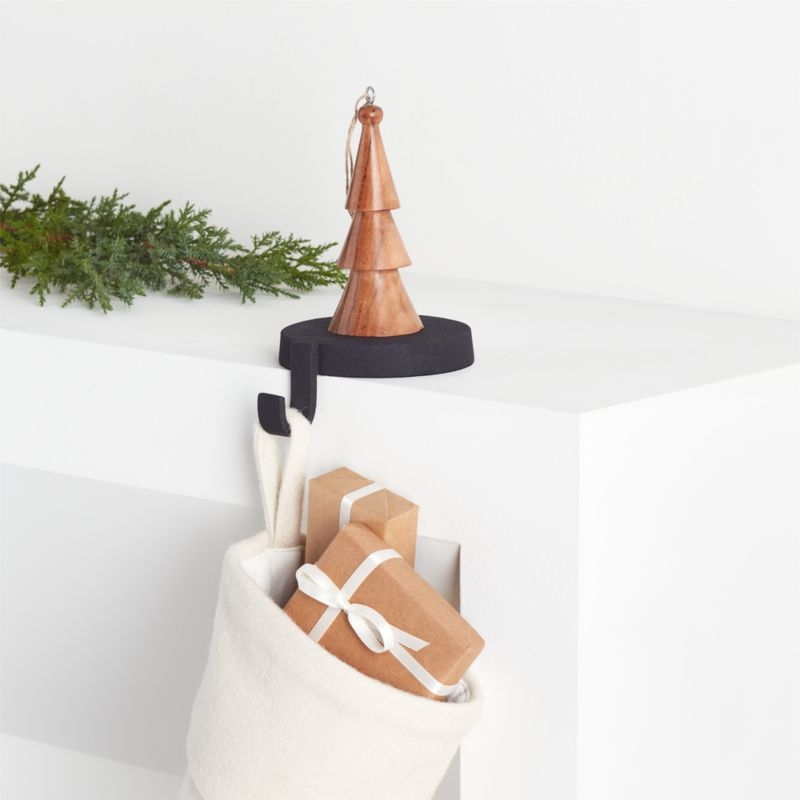 Round Zinc Black Metal Christmas Stocking Holder - Image 1