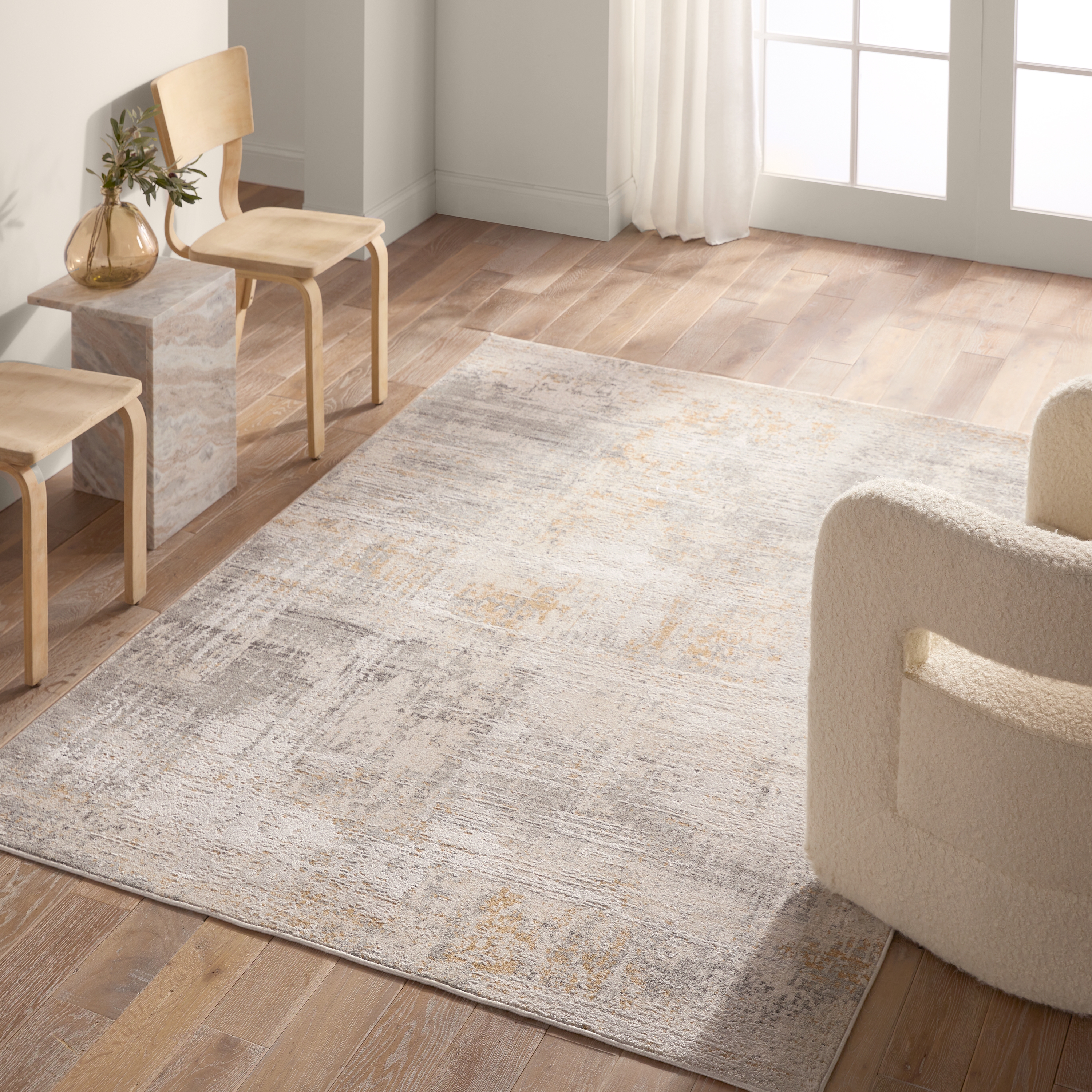 Alister Abstract Cream/Gray Area Rug (3'11"X5'11") - Image 4