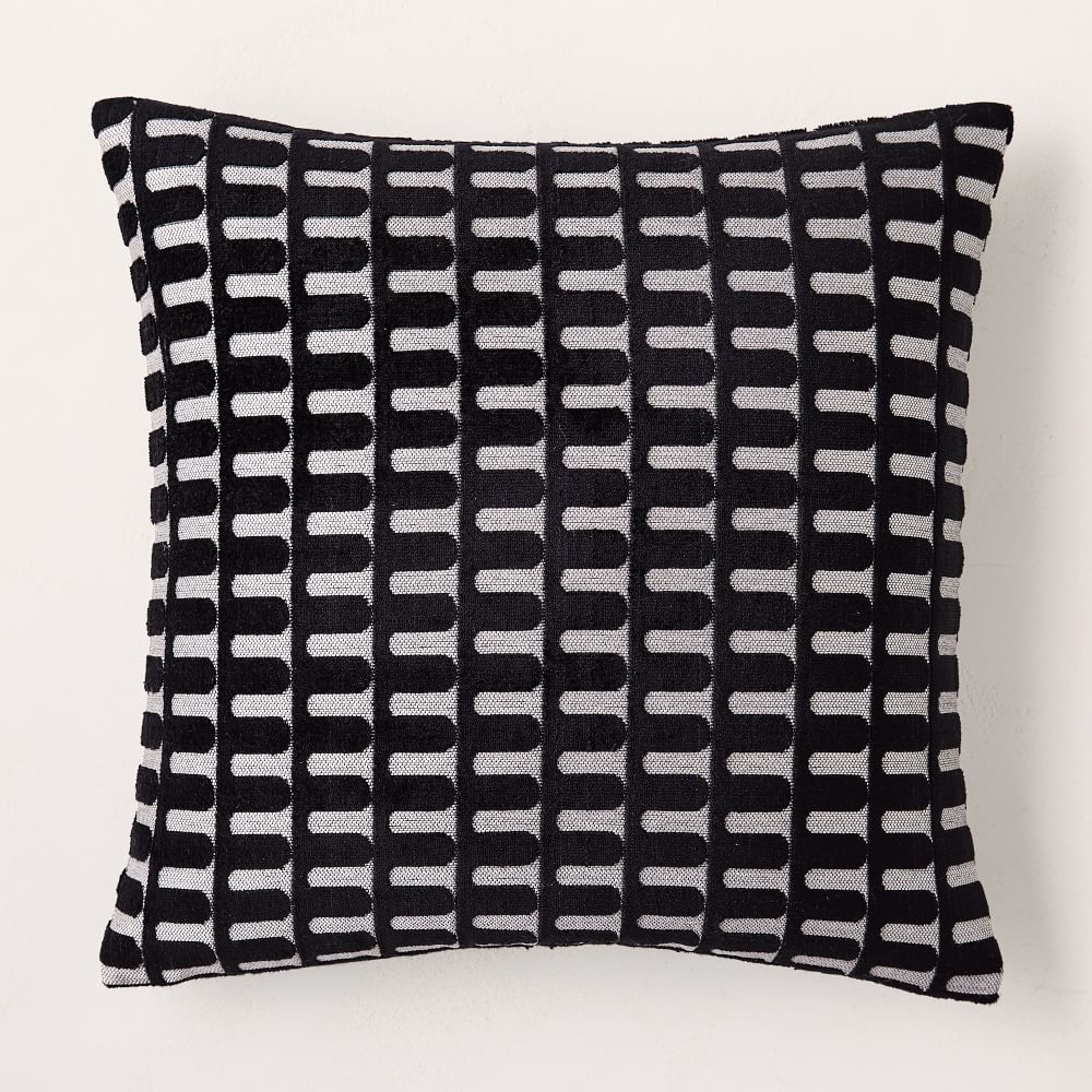 Cut Velvet Archways Pillow Cover, 20"x20", Black - Image 0