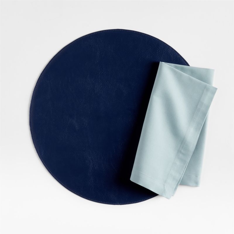 Maxwell Round Navy Blue Easy-Clean Placemat - Image 2