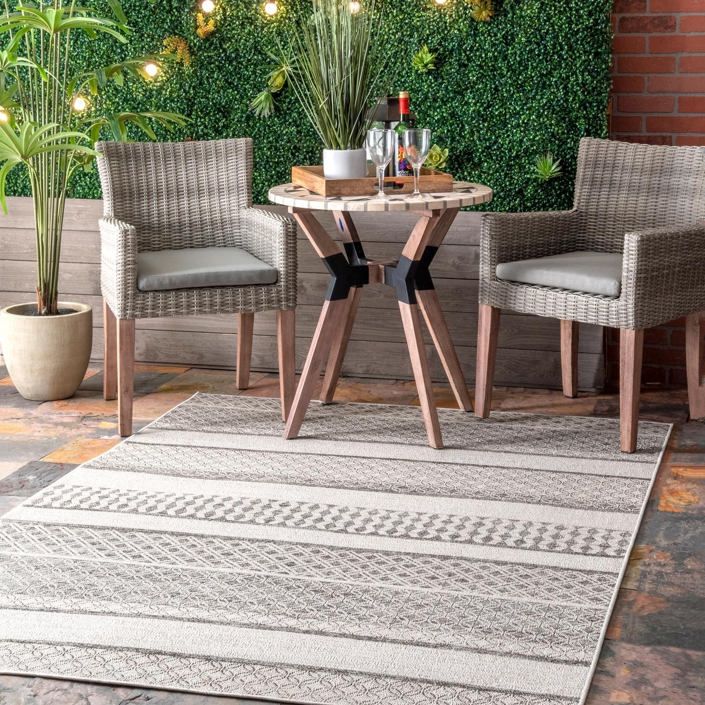 Kairi Lacy Stripes Outdoor Area Rug - Image 1