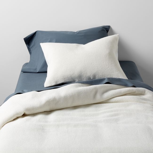 Scoop Cream Waffle Weave Organic Cotton Kids Full/Queen Duvet Cover - Image 0