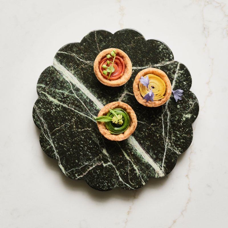 Green Scallop Marble Trivet by Laura Kim - Image 1