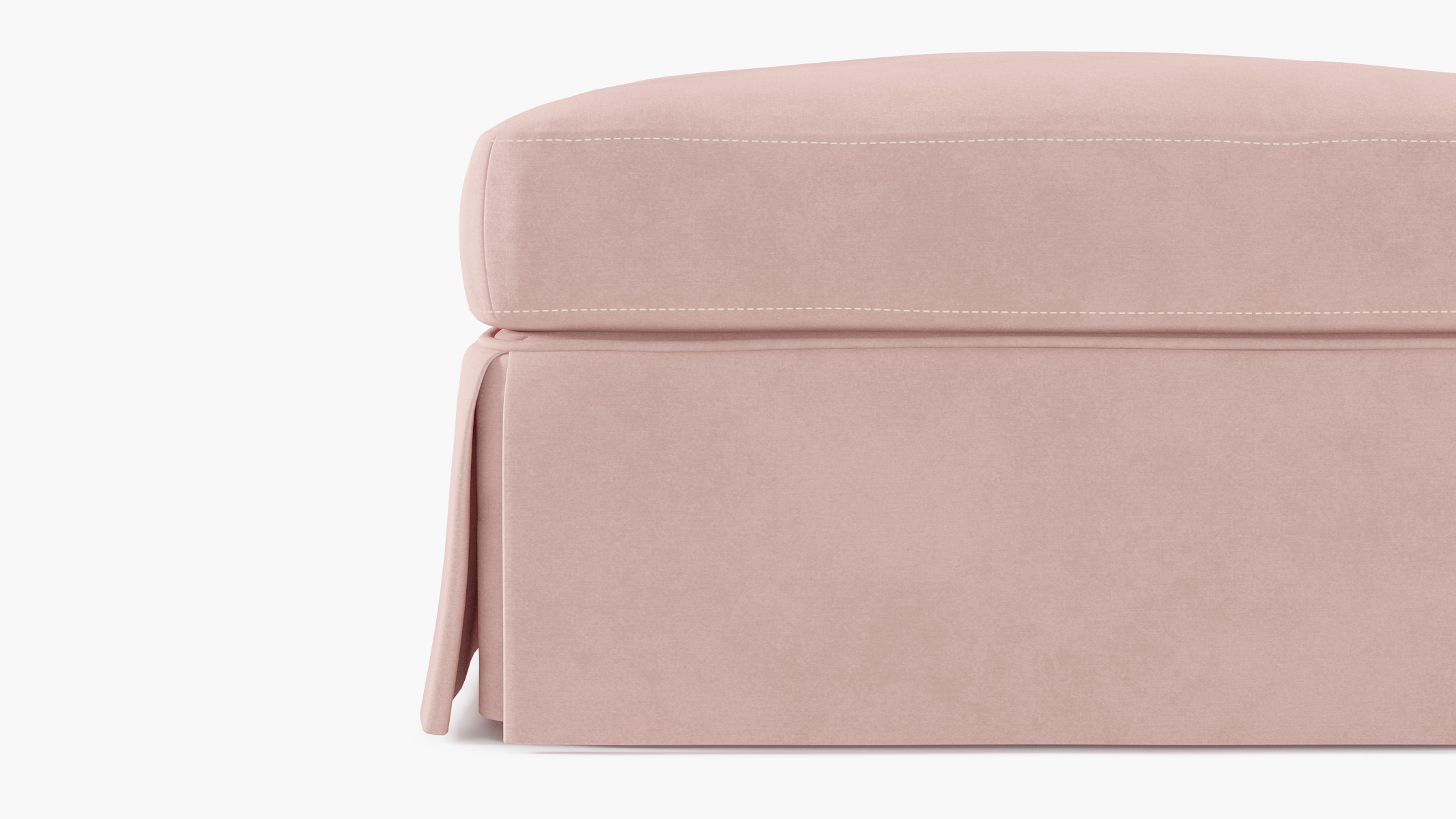 Skirted Cocktail Ottoman, Blush Classic Velvet - Image 2