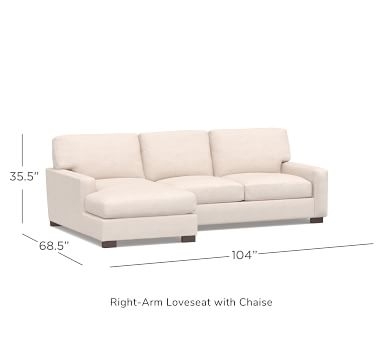 Turner Square Arm Upholstered Left Arm Sofa with Chaise Sectional, Down Blend Wrapped Cushions, Chenille Basketweave Pebble - Image 2