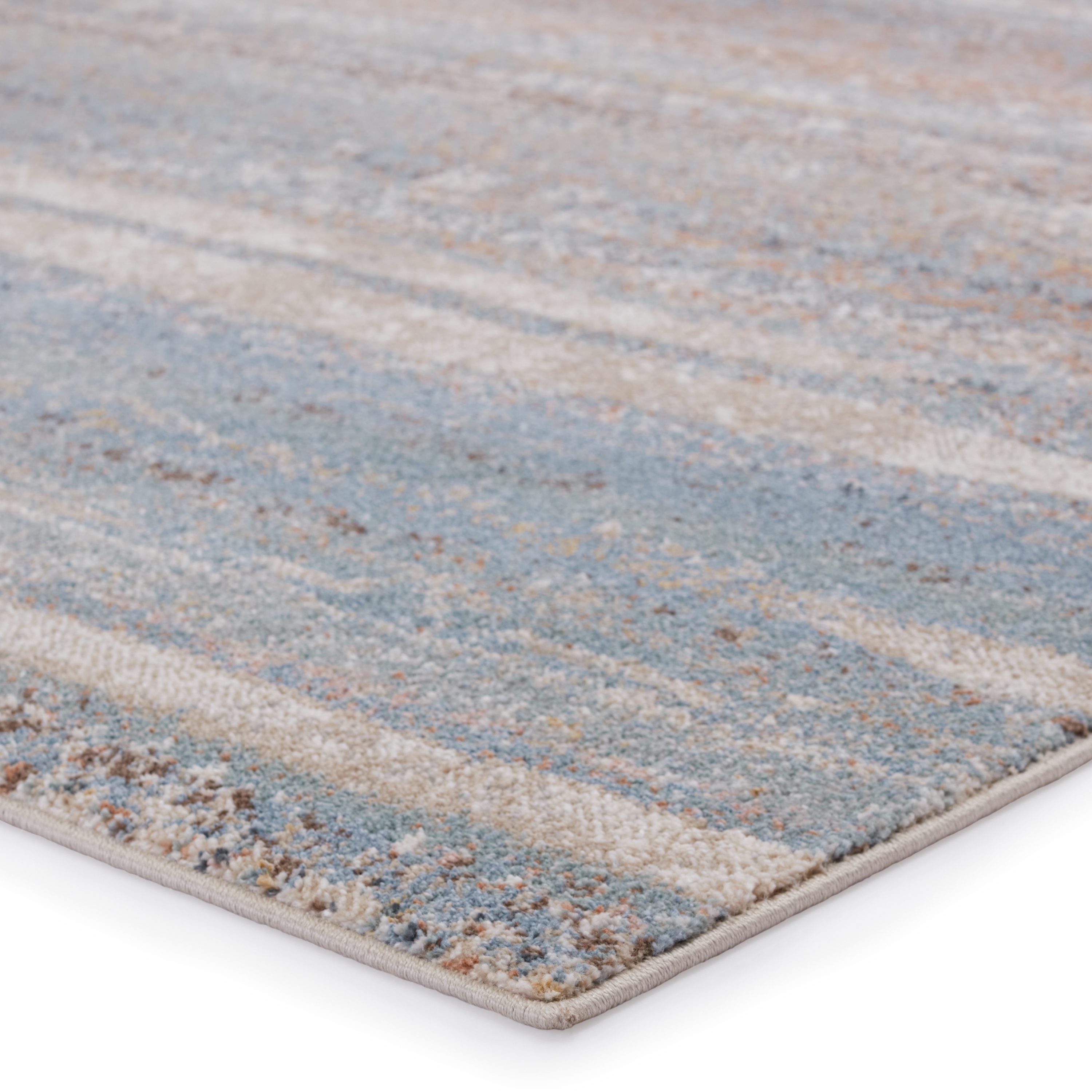 Vibe by Devlin Abstract Blue/ Tan Area Rug (6'7"X9'6") - Image 1