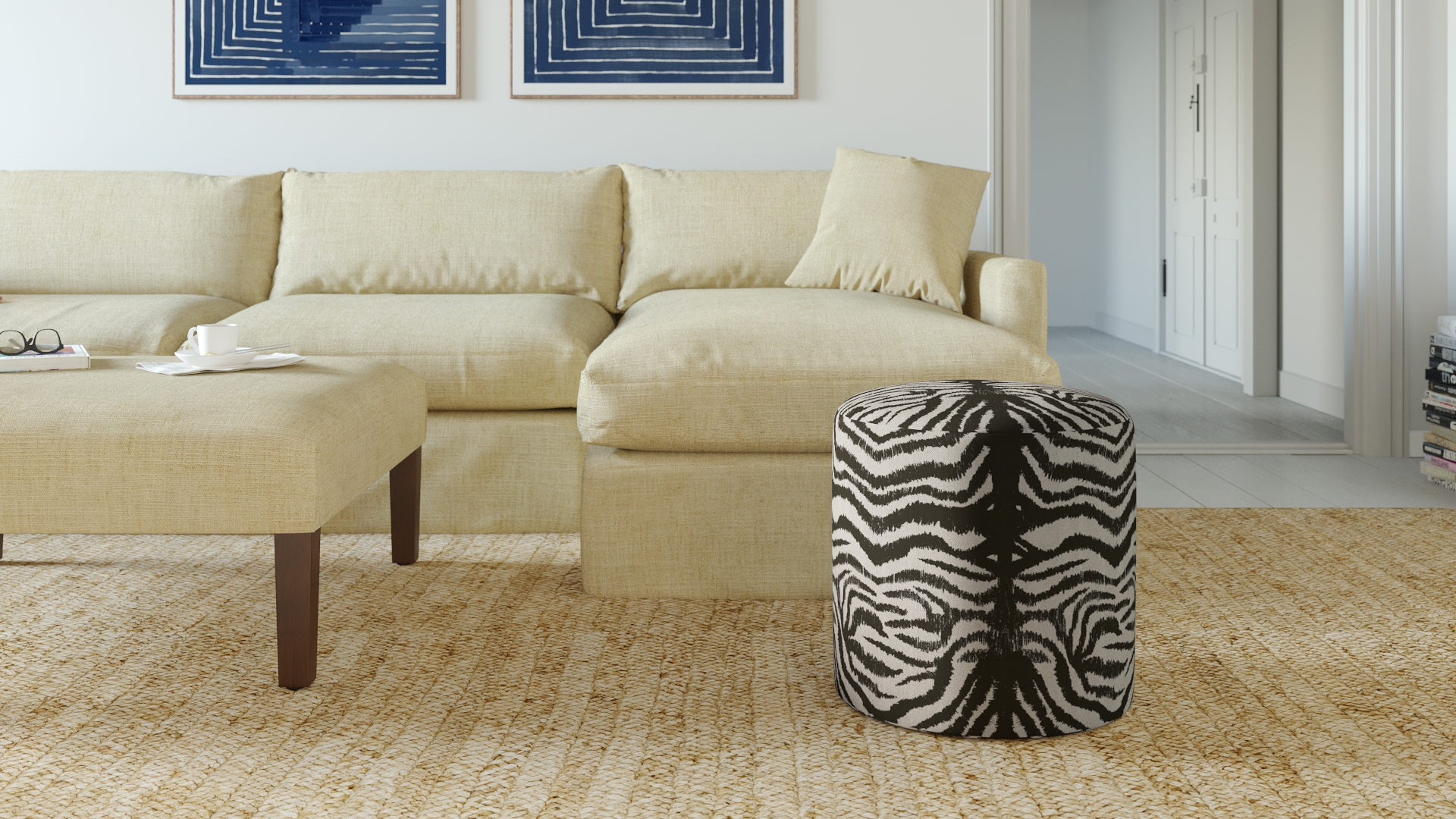 Drum Ottoman, Zebra - Image 1