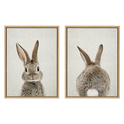 'Bunny Portrait on Linen and Bunny Tail on Linen' by Amy Peterson - 2 Piece Floater Frame Photograph Print on Canvas - Image 0