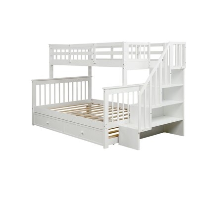 Stairway Twin-Over-Full Bunk Bed With Twin Size Trundle, Storage And Guard Rail For Bedroom, Dorm, For Kids, Adults - Image 0