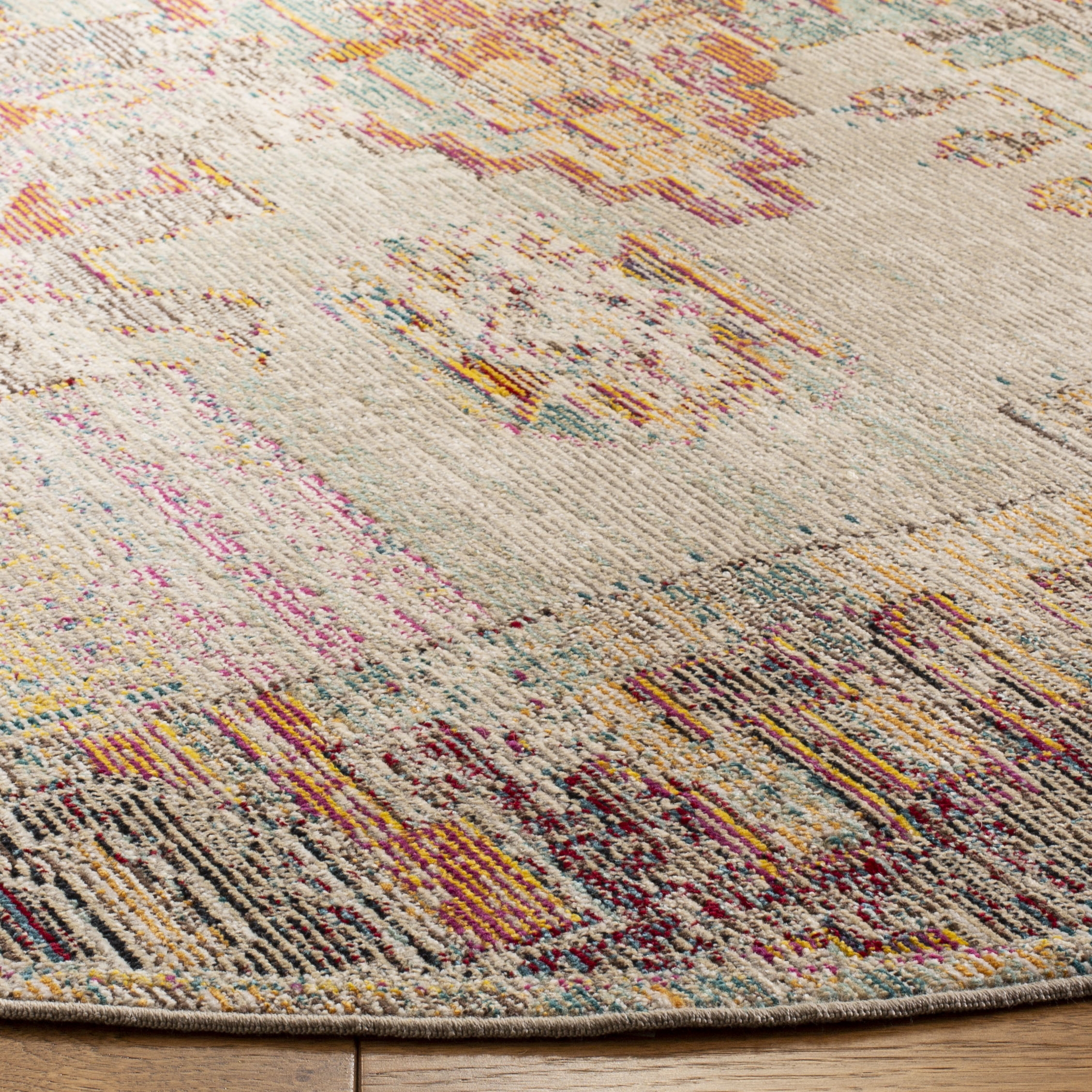 Arlo Home Woven Area Rug, CRS517P, Light Grey/Purple,  7' X 7' Round - Image 1