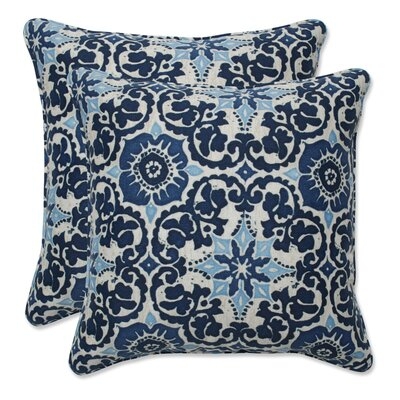 Trill Woodblock Prism Blue 16.5-Inch Throw Pillow - Image 0