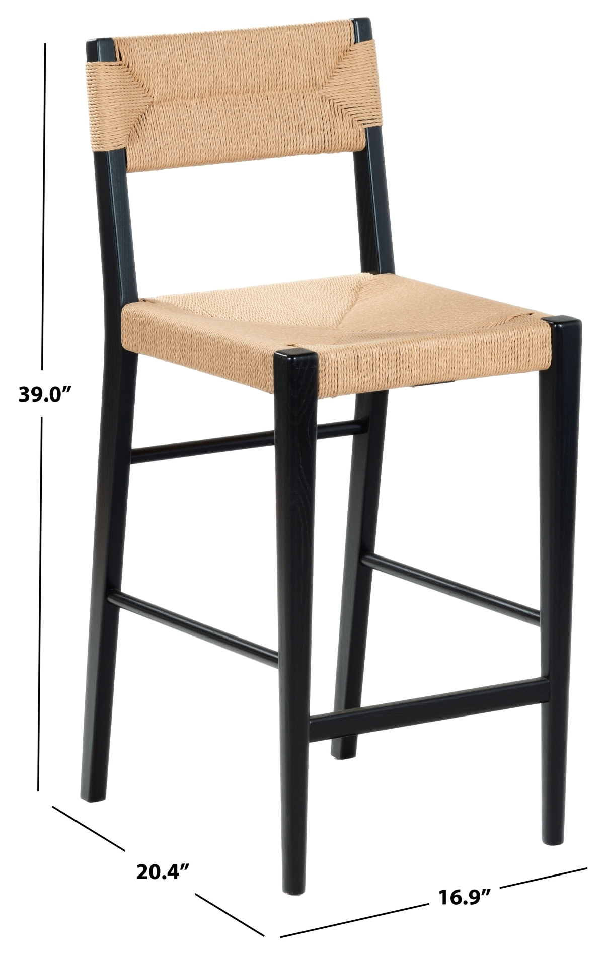 Cody Rattan Counter Stool - Black / Natural - Image 9