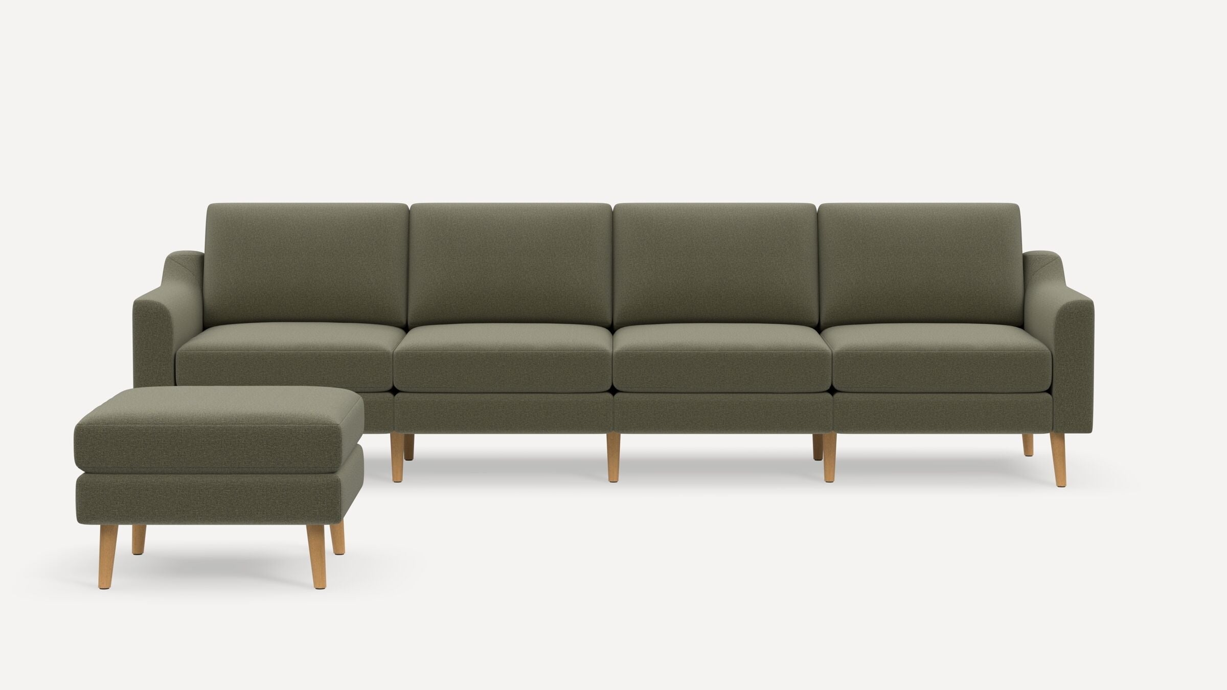 Nomad King Sofa with Ottoman - Moss Green - Performance Flatweave / Oak - Wood / Slope - Image 0