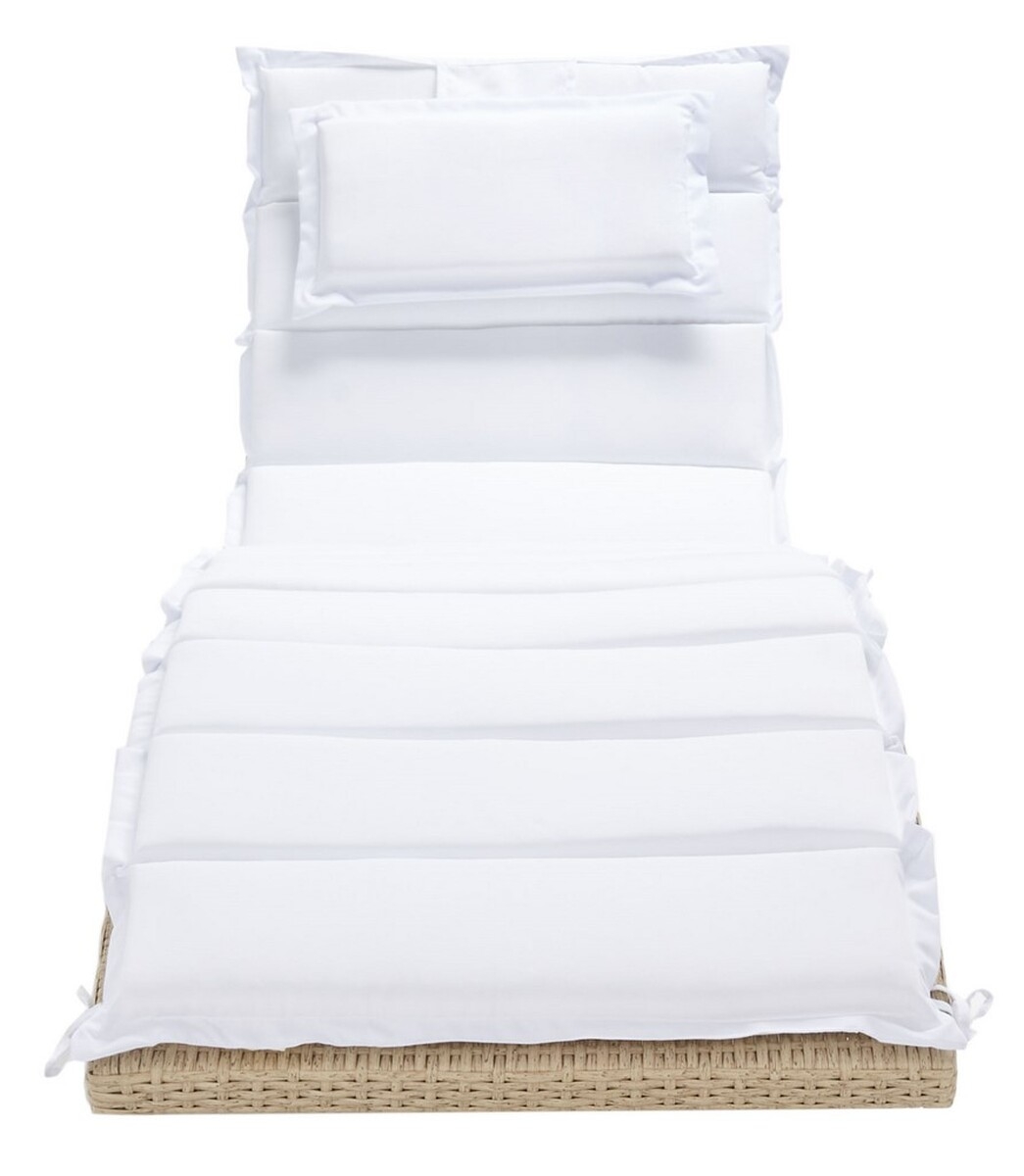 Colley Sunlounger - Beige/White - Safavieh - Image 0