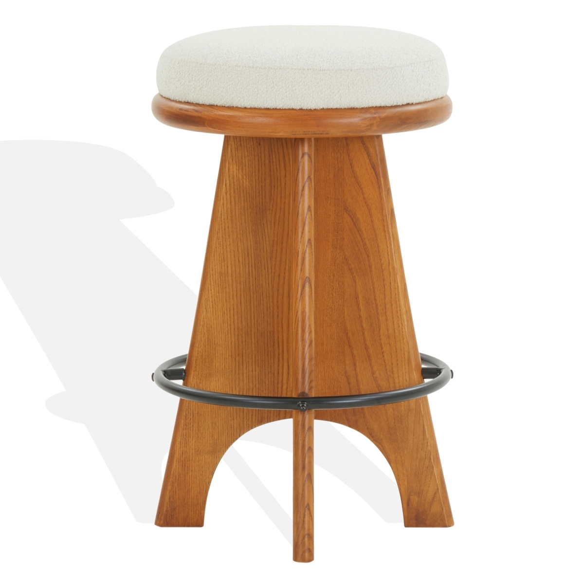 Bellarita Swivel Counter Stool - Ivory/Walnut - Image 0