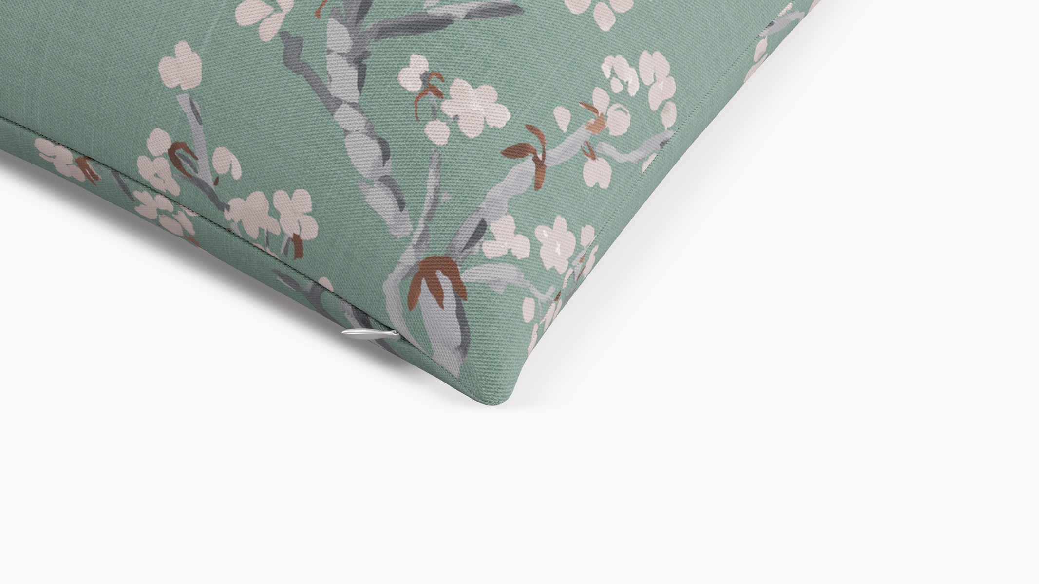 Throw Pillow 20", Mint Cherry Blossom, 20" x 20" - Image 1