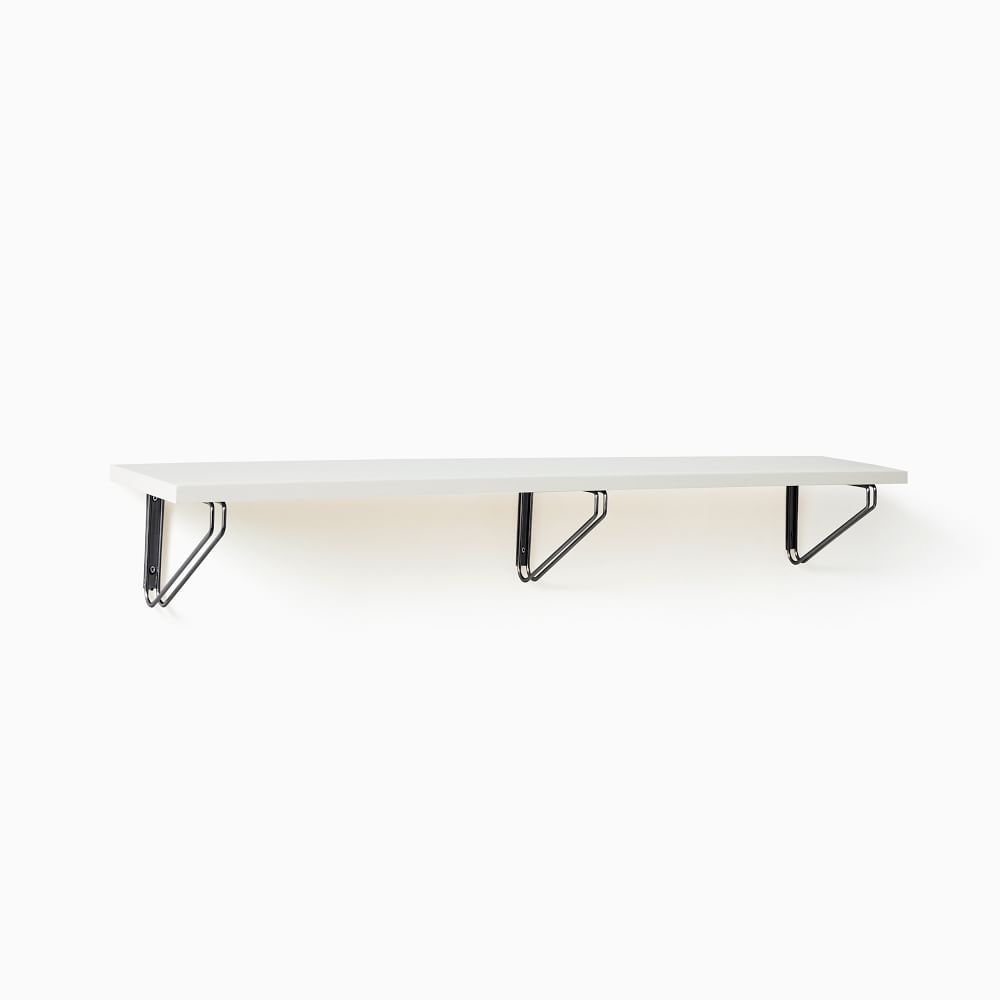 Linear White Lacquer Shelf 4FT, Parallel Brackets in Dark Bronze - Image 0