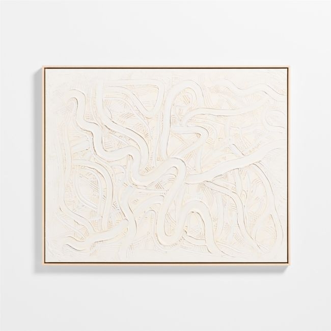 "Clear Conscience" by Joe Turner White Abstract Hand-Painted 38.25"x31.25" Framed Wall Art - Image 0