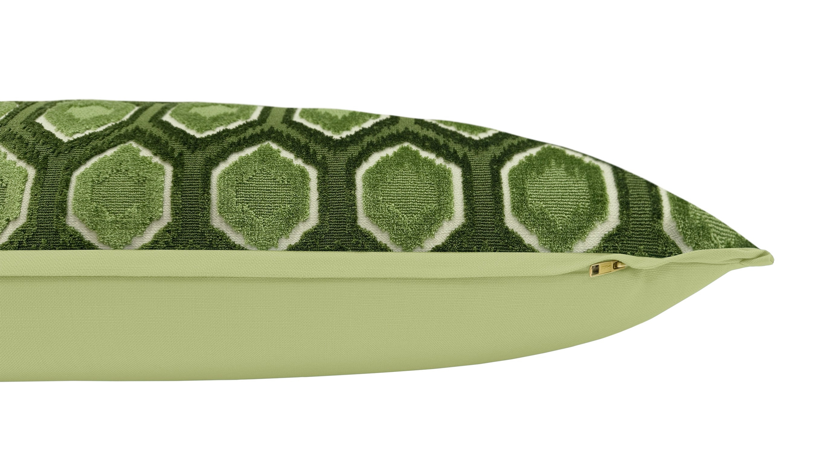 THE XL LUMBAR :: MIA CUT VELVET // OLIVE | LDC - XL LUMBAR 14" X 48" / BUTTERFLY FLANGE / Celadon - Image 3