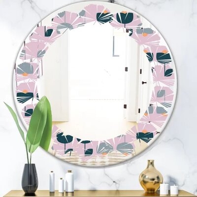 Leaves Floral Pattern XIII Cottage Americana Frameless Wall Mirror - Image 0