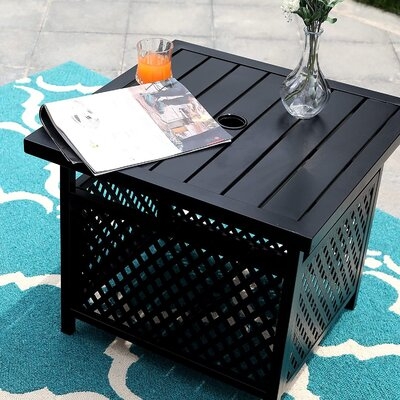 Patio Umbrella Side Table Square Bistro Table For Outdoor Garden Pool With 1.57 Umbrella Hole - Image 0