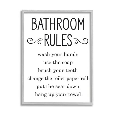 Minimal Bathroom Rules Sign Good Family Hygiene - Image 0