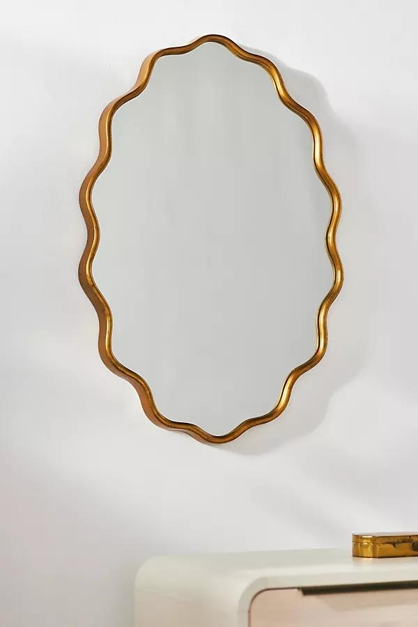 Coquille Scalloped Metallic Oval Wall Mirror - Image 0