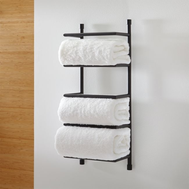 Black Wall-Mount Towel Rack - Image 0