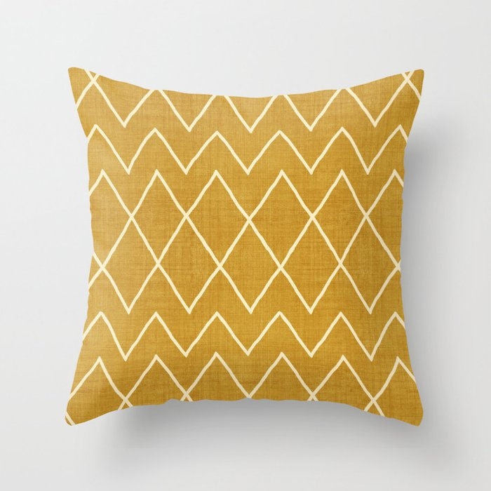 Avoca In Gold Throw Pillow by House Of Haha - Cover (16" x 16") With Pillow Insert - Indoor Pillow - Image 0