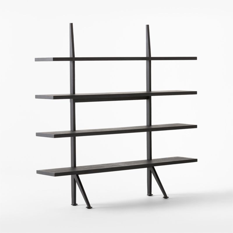 Azzurra Black Metal and Wood Bookshelf - Image 2