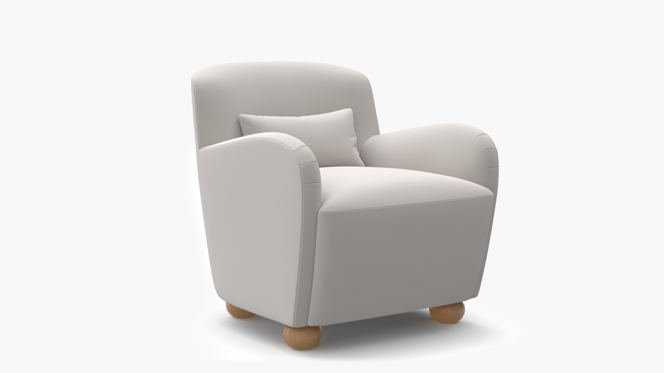 Club Chair, White Performance Velvet, Natural Bun Foot - Image 1