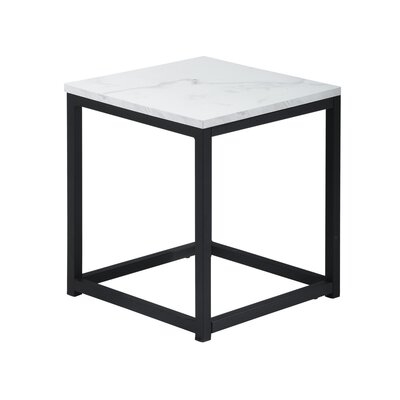 White Marble Print End Table/Side Table/Night Stand, Upgrade Version With Metal Frame Box - Image 0