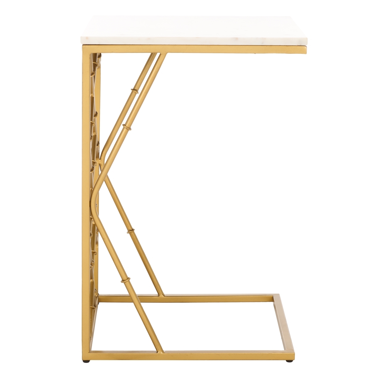 Keston Marble C-Table - White Marble / Gold - Safavieh - Image 7