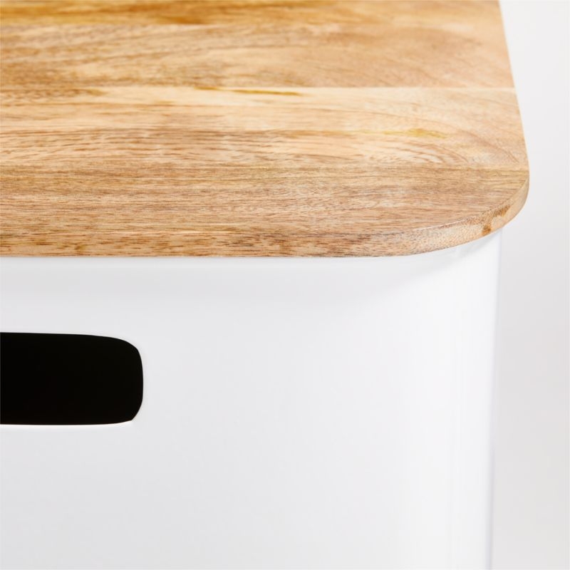 Outline White Large Metal Floor Bin with Wood Lid - Image 7