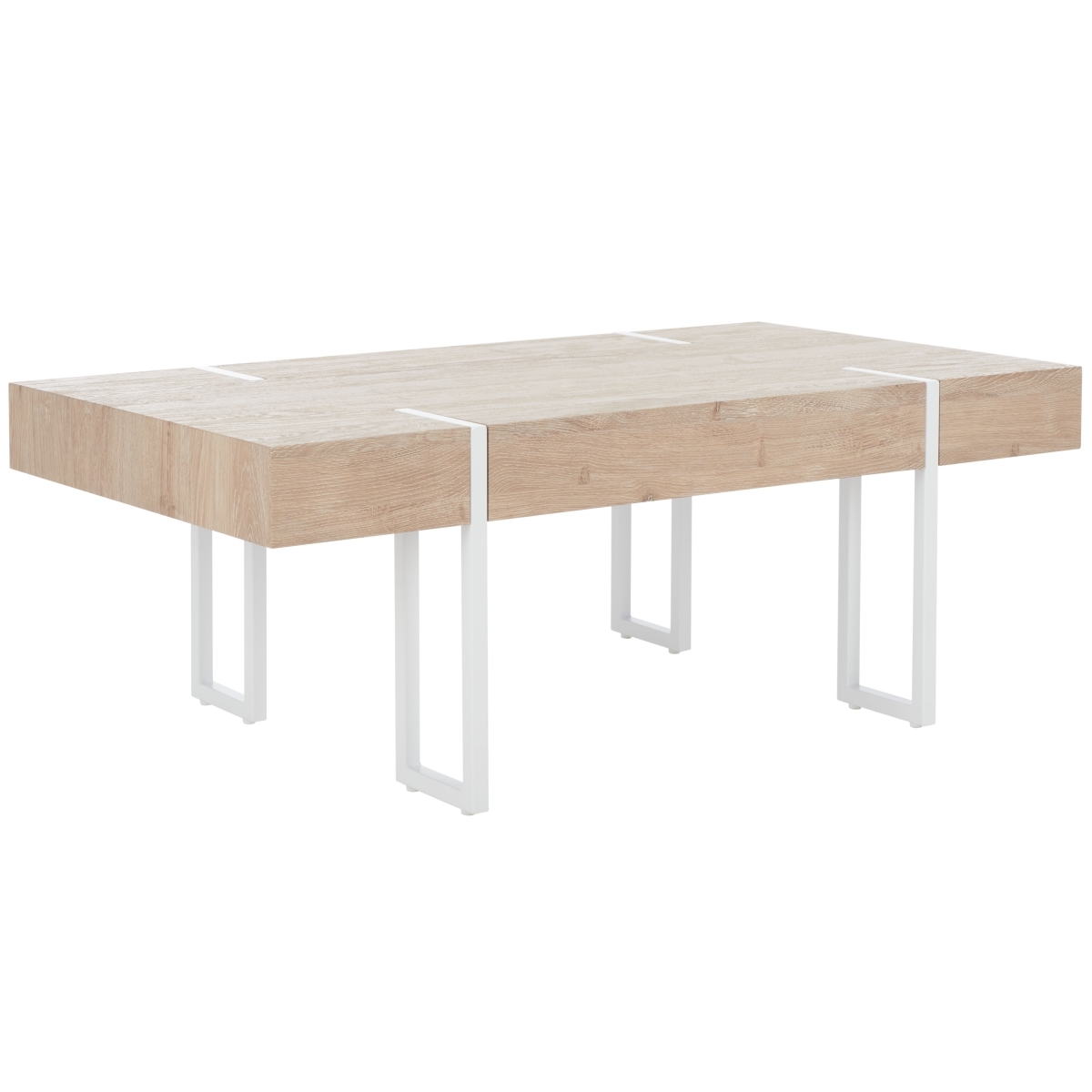 Aberton Coffee Table - Natural / White - Safavieh - Image 6