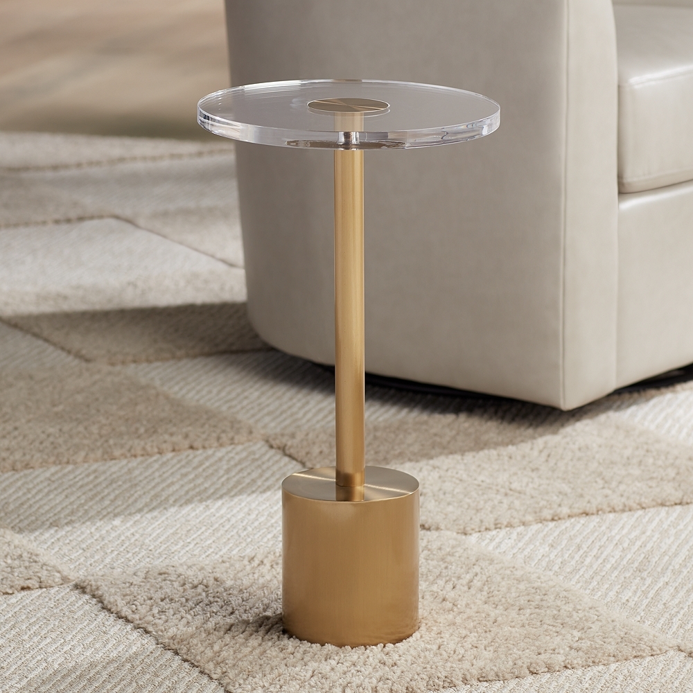 Melanie 11 3/4" Wide Brushed Gold Round Side Table - Image 0