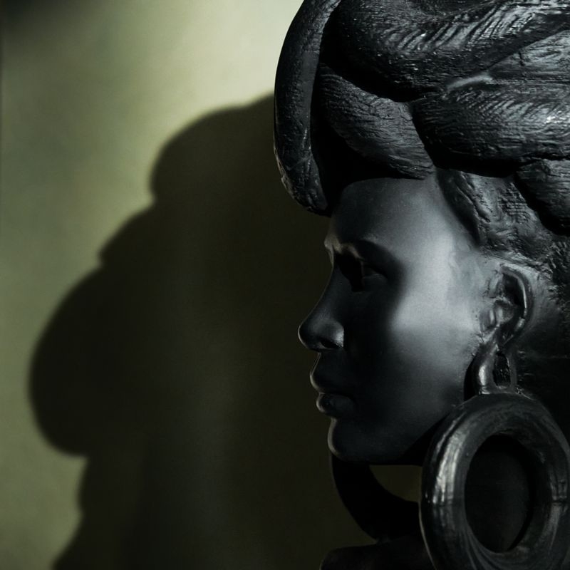 Weaver Bird Black Fiber Clay Bust - Image 7