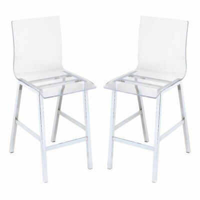 Nadie Counter Height Chair (Set-2) In Clear Acrylic & Chrome - Image 0