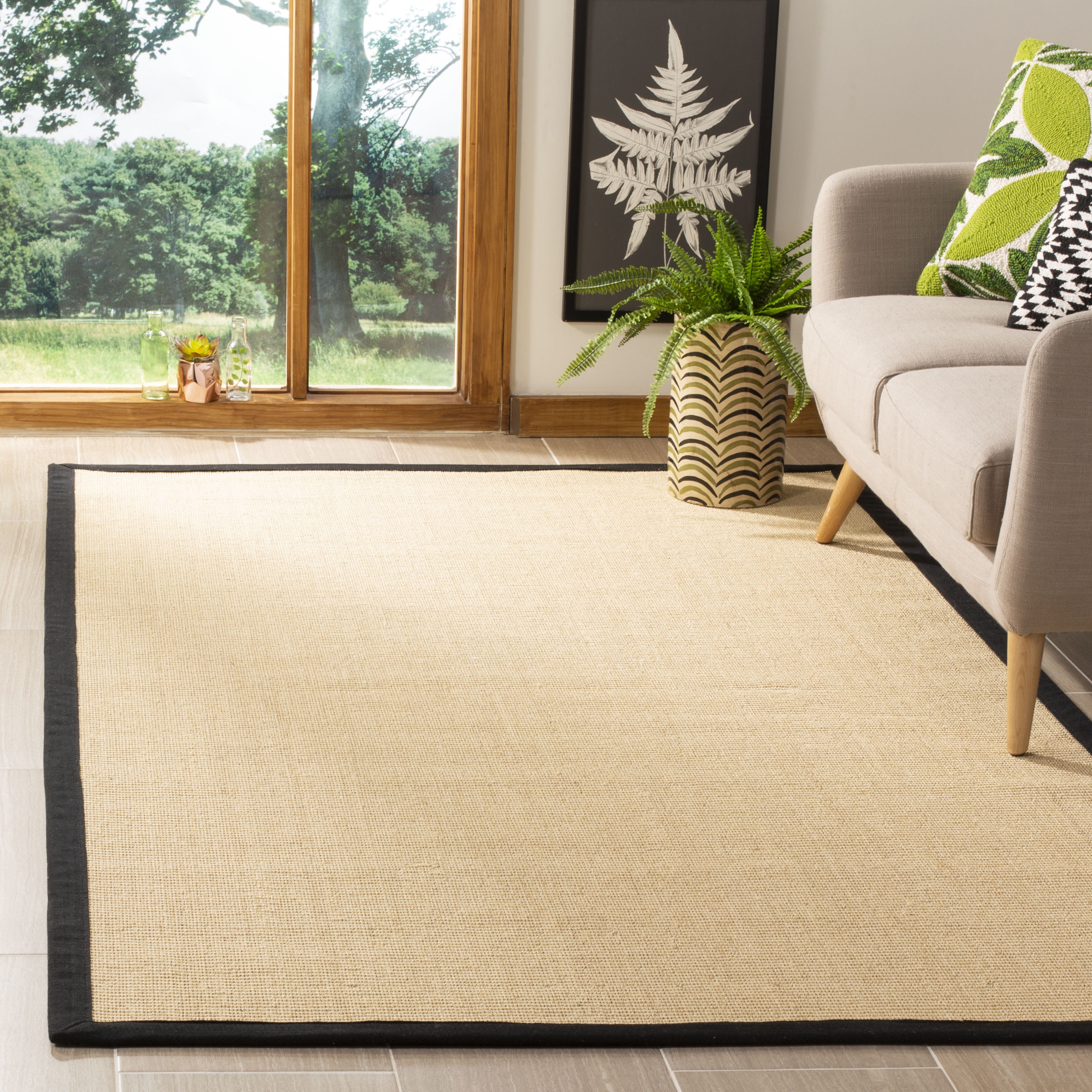 Arlo Home Woven Area Rug, NF131A, Beige/Black,  4' X 6' - Image 1