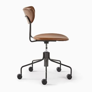 Petal Fully Upholstered Dark Bronze Vegan Leather Cinder Office Chair - Image 3